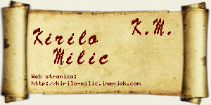Kirilo Milić vizit kartica